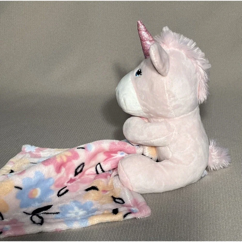 Little Beginnings Lovey Pink Unicorn Plush With Floral Security Blanket Baby